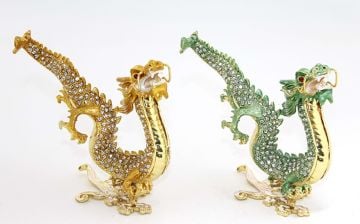 Dekoratif Swarovski Taşlı Tekli Dragon Biblosu (13cm x 11cm)