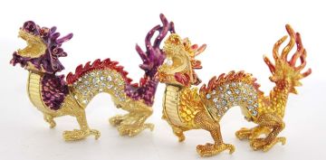 Dekoratif Swarovski Taşlı Tekli Dragon Biblosu (13cm x 8cm)