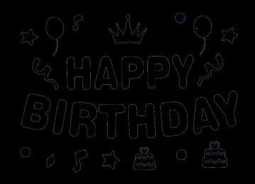 Yapışkanlı Siyah Happy Birthday Balon Sticker