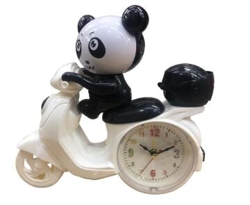 Motosikletli Sevimli Panda Alarmlı Masa Saati