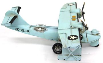 Dekoratif Nostaljik Metal Mavi Nakliye Uçağı