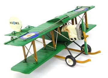 Dekoratif Nostaljik Yeşil Çift Kanatlı Uçak