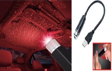 Kırmızı Araç İçi Aydınlatma Disko Ayarlanabilir Tavan USB Lamba Işık