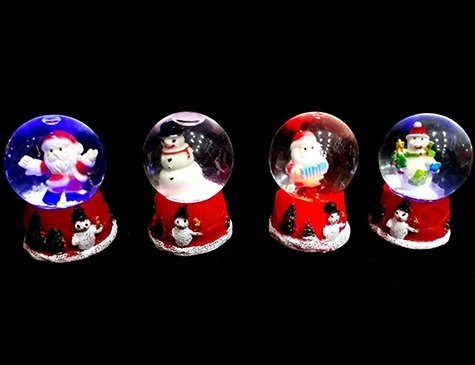 Renkli Işıklı Mini Cam Kar Küresi (Noel Baba & Kardan Adam)