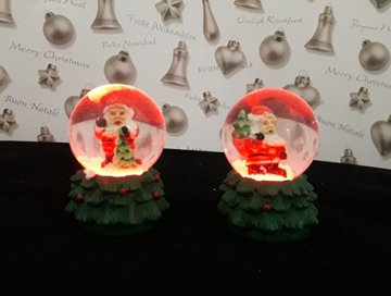 Renkli Işıklı Mini Noel Baba Cam Kar Küresi