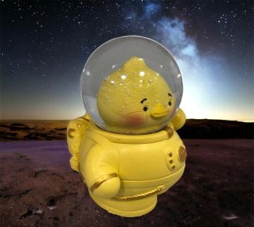 Işıklı Astronot Civciv Cam Fanus Küresi