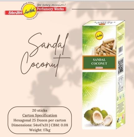 Sree Vani Sandal & Coconut Çubuk Tütsü Incense Sticks (120 Adet)