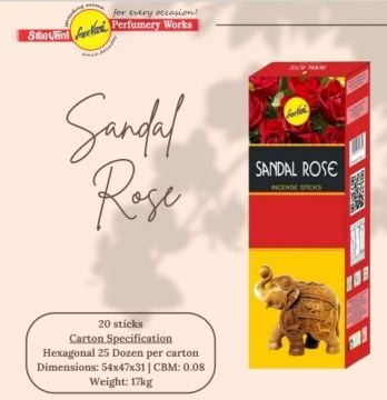 Sree Vani Sandal Rose Çubuk Tütsü Incense Sticks (120 Adet)