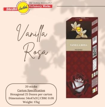 Sree Vani Gül & Vanilya Çubuk Tütsü Incense Sticks (120 Adet)