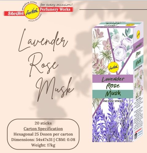 Sree Vani Lavender Rose & Musk Çubuk Tütsü Incense Sticks (120 Adet)