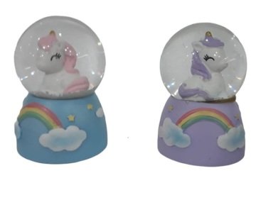 Mini Işıklı Unicorn Tasarımlı Cam Kar Küresi