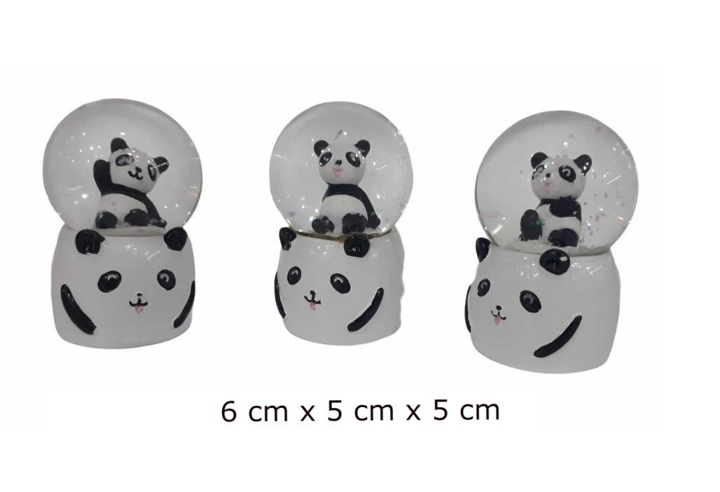 Mini Işıklı Panda Tasarımlı Dekoratif Cam Kar Küresi