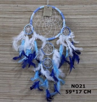 Örümcek Ağı Tüylü Rüya Düş Kapanı Dream Catcher (59 cm x 17 cm)