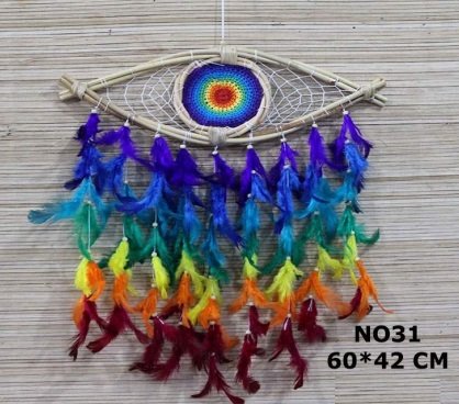 Renkli Göz Şeklinde Rüya Düş Kapanı Dream Catcher (60 cm x 42 cm)