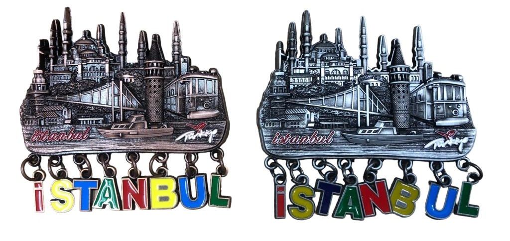 Dekoratif Galata Kulesi  & Cami & Gemi İstanbul Tasarımlı Metal Magnet (12 Adet)