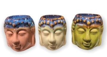 Seramik Renkli Buda Kafası Şeklinde Dekoratif Buhurdanlık