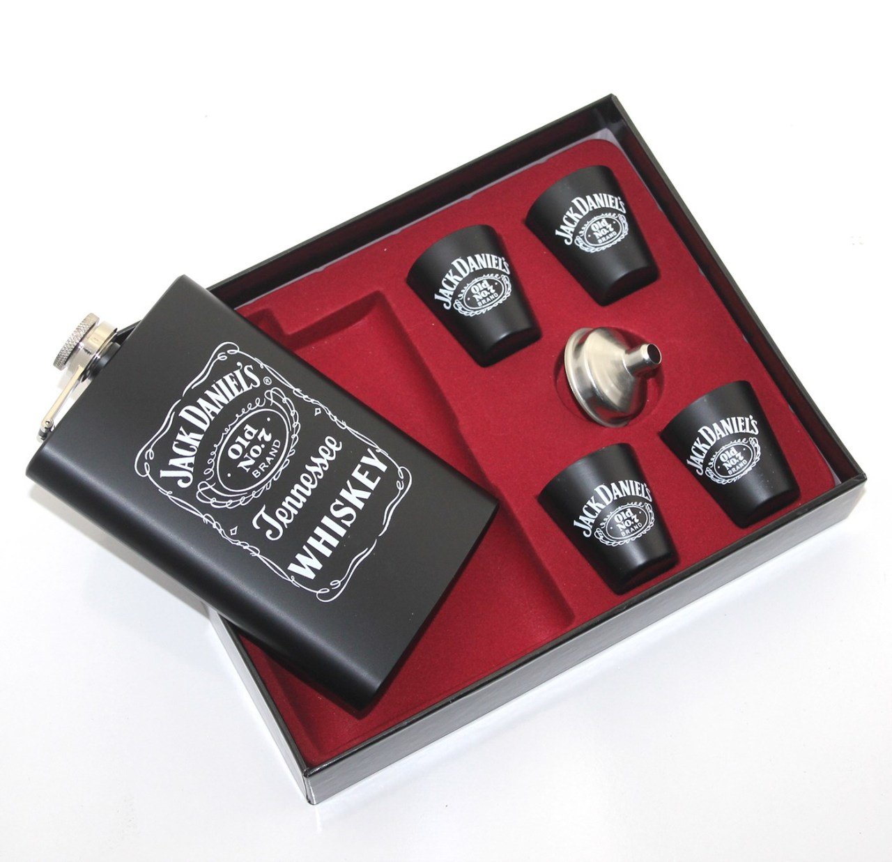 Jack Daniel's Cep İçki Matarası ve Shot Bardağı Seti (6 Parça)