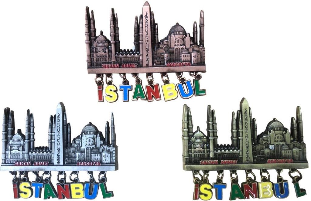Dekoratif Sultanahmet & Ayasofya İstanbul Tasarımlı Metal Magnet (12 Adet)