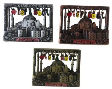 Dekoratif Ayasofya Cami Çerçeve İstanbul Tasarımlı Metal Magnet (12 Adet)