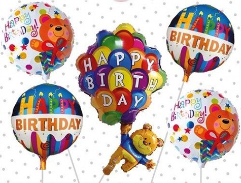 Bear Happy Birthday Doğum Günü Folyo Balonu 5'li Set