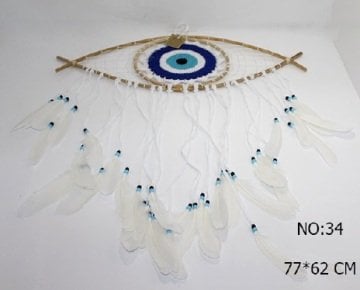 Göz Şeklinde Tüylü Boncuklu Rüya Düş Kapanı Dream Catcher