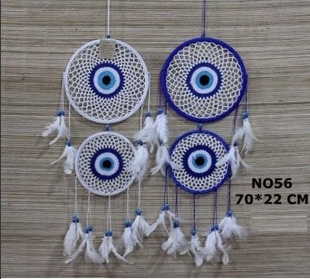 2 Halkalı Beyaz Tüylü Rüya Düş Kapanı Dream Catcher (70 cm x 22 cm)