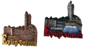 Dekoratif Eyüp Sultan Cami İstanbul Tasarımlı Polyester Magnet (12 Adet)