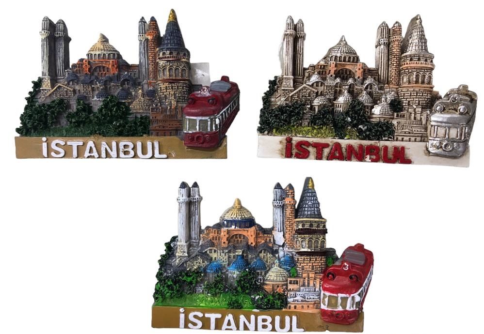 Dekoratif İstanbul Cami & Tren Tasarımlı Polyester Magnet (12 Adet)