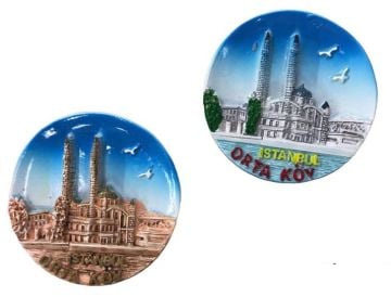 Ortaköy Cami Tabak Tasarımlı Polyester Magnet (12 Adet)