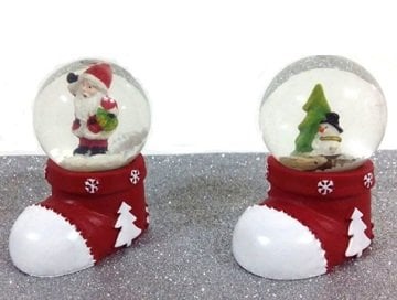 Çorap Şeklinde Yılbaşı Cam Kar Küresi (Noel Baba & Karda Adam)