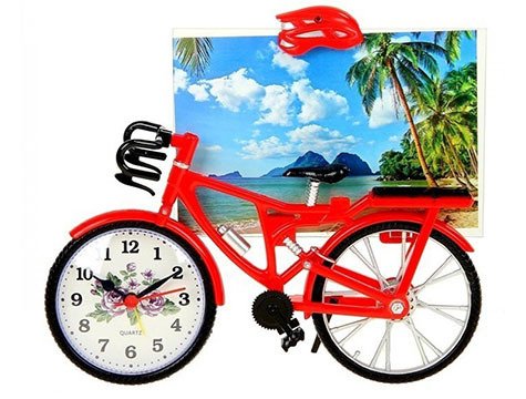 Dekoratif Fotoğraf Çerçevesi Bisiklet Figürlü Tasarımlı Masa Saati