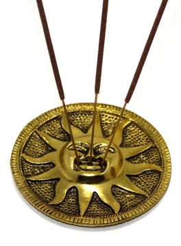Dekoratif Metal Güneş Motif İşlemeli Gold Çubuk Tütsülük