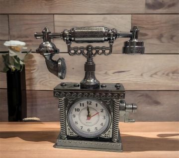 Dekoratif Nostaljik Telefon Tasarım Alarmlı Masa Saati