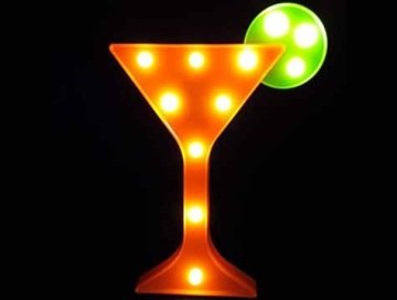 Dekoratif Koktey Bardağı LED Gece Lambası