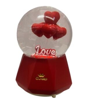Kalpli Love Kırmızı Balonlar Işıklı Müzikli Cam Kar Küresi
