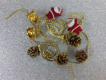 Noel Babalı Zincir Yılbaşı Çam Ağacı Süsü (Gümüş & Altın)