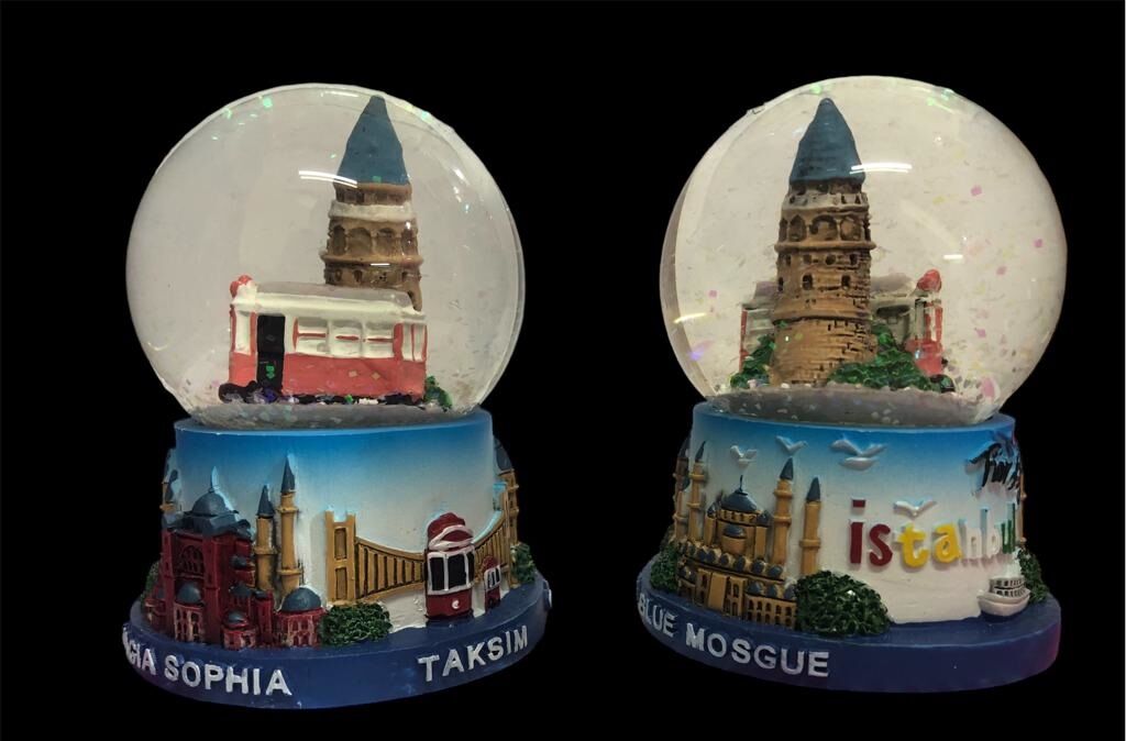 Dekoratif Galata Kulesi Cam Kar Küresi (9cm x 7cm)