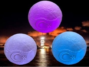 3D Türkiye Haritalı Dünya Lamba Renk Değiştiren Gece Lambası