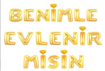 Benimle Evlenir Misin Folyo Gold Balon (35 cm)