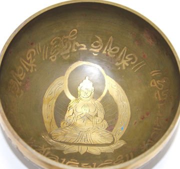 Sarı İşlemeli Tibet Meditasyon Çanı Tibet Çanağı (16 cm)