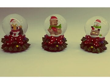 Mini Çam Ağacı Tasarımlı Cam Kar Küresi (Noel Baba & Karda Adam)