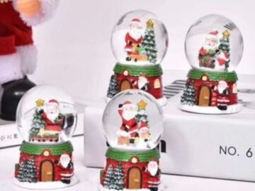 Mini Noel Baba Ve Çam Ağacı Dekoratif Yılbaşı Cam Kar Küresi