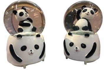 Sevimli Panda Temalı Püskürtmeli Işıklı Kar Küresi ve Müzik Kutusu