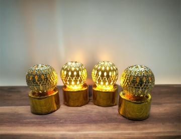 Portatif Mini Led Kubbe Gold Ramazan Süsü Lamba (12 Adet)
