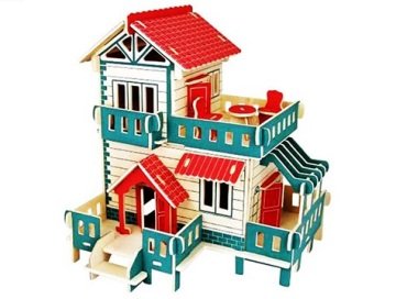 Ahşap 3D Puzzle Kır Evi Villa Maketi