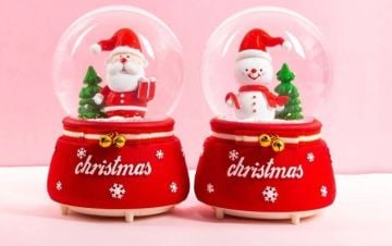 Noel Baba Kardan Adam Püskürtmeli Müzikli  Cam Kar Küresi