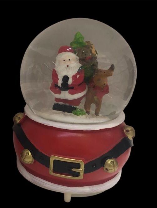 Noel Baba & Geyik Tasarımlı Püskürtmeli Müzikli Cam Kar Küresi