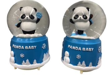 Işıklı Bebek Panda Püskürtme Müzikli Cam Kar Küresi