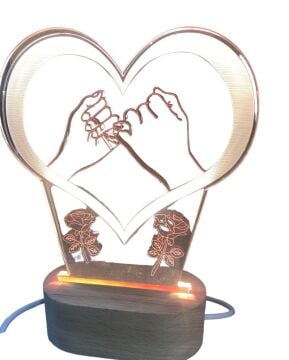 Dekoratif Usb Işıklı Ahşap Altlıklı Kalp İçinde Eller Biblosu