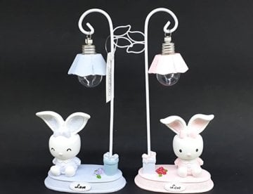 Sevimli Tavşan Tasarımlı Dekoratif Biblo Gece Masa Lambası